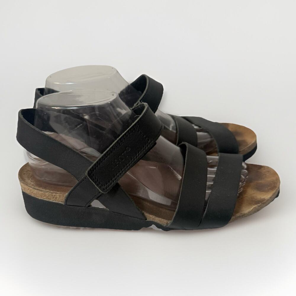 Naot Sandals Womens 41 Kayla Slingback Black Hook & Loop Open Toe Wedge Heels